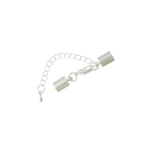 1x hellsilberfarben Verschluss Innen 7,5mm 12x8mm zum Einkleben mit Karabiner - Schmuckzubehör Endkap - Leisure-Beads DIY