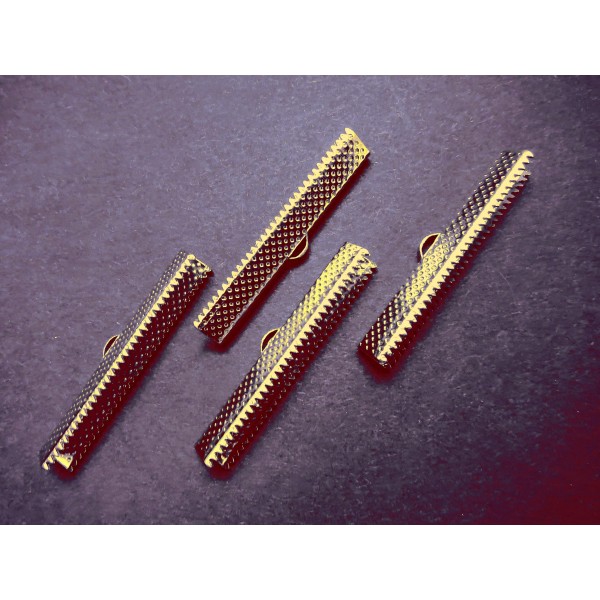 4x goldfarbene Bandklemme 40mm Bandverbinder - Schmuckzubehör - Leisure-Beads DIY