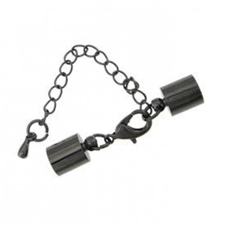 Leisure-Beads - 1x gunmetal Verschluss Innen 7,5mm 38x8mm Endkappe zum Einkleben mit Karabiner - Schmuckzubehör Endkappe