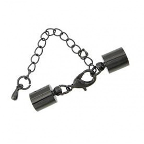 1x gunmetal Verschluss Innen 7,5mm 38x8mm Endkappe zum Einkleben mit Karabiner - Schmuckzubehör Endkappe - Leisure-Beads DIY