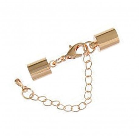 Leisure-Beads - 1x rosegoldfarbener Verschluss Innen 7,5mm 38x8mm zum Einkleben Endkappe mit Karabiner - Schmuckzubehör Endkappe
