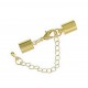 1x goldfarben Verschluss 38x8mm Innen 7,5mm Endkappe zum Einkleben mit Karabiner zum Einkleben - Schmuckzubehör Endkappe