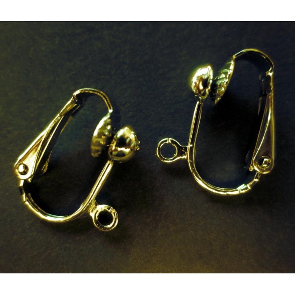 2x Ohrclips 17x14x7,6mm goldfarben - Schmuckzubehör zum Ohrclips selbermachen - Leisure-Beads DIY