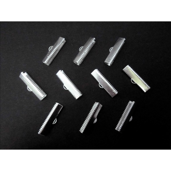 10x Bandklemme 25mm hellsilberfarben Bandverbinder - Schmuckzubehör