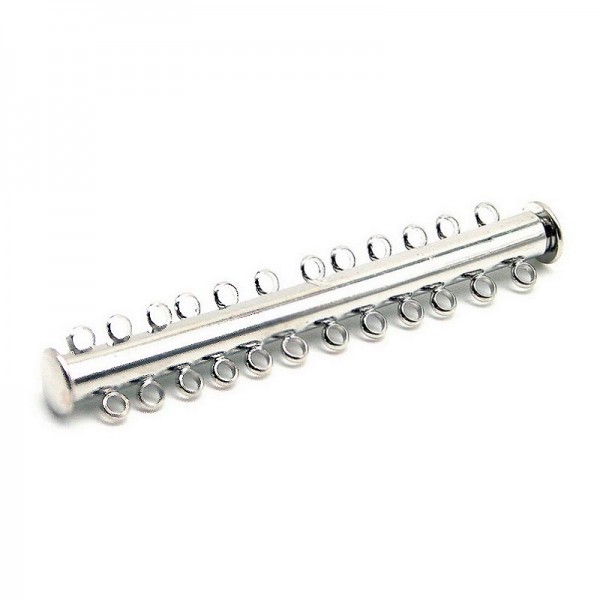 1x hellsilberfarben Magnetverschluss für 12 Stränge 60x10mm Schmuckverschluss - Schmuckzubehör - Leisure-Beads DIY