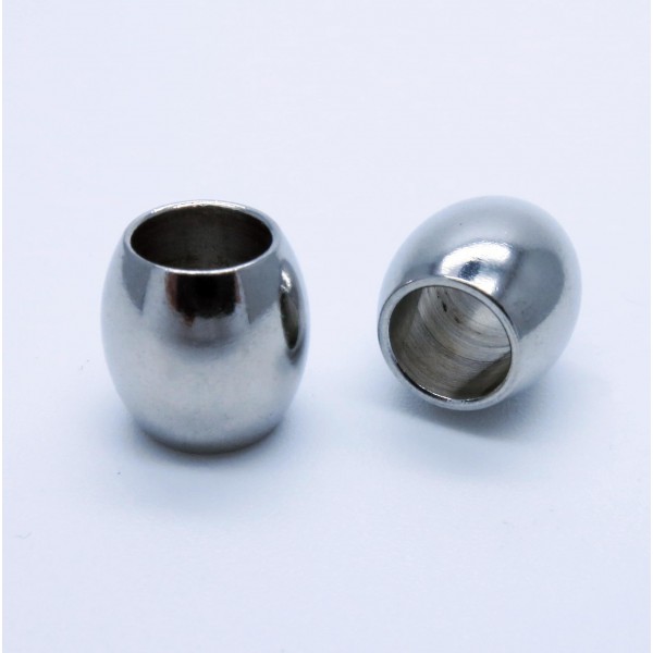 1x Edelstahl Perle 10x10mm Loch 6mm Olive silberfarben Spacer Metallperle - Schmuckzubehör - Leisure-Beads DIY