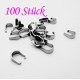 100x Edelstahl Collierschlaufe 8x3,5mm silber Anhängerhaken silberfarben - Schmuckzubehör Collierschlaufe