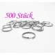 500x Spaltring 12mm rund silber kleiner Schlüsselring - Schmuckzubehör Spaltring
