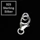 1x Sterling Silber 10mm Karabinerhaken 925 Silber mit zwei Binderingen Schmuckverschluss - 925er Schmuckzubehör - Leisure-Beads DIY