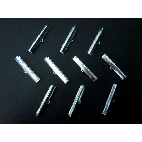 10x hellsilberfarbene Bandklemme 35mm Bandverbinder - Schmuckzubehör - Leisure-Beads DIY