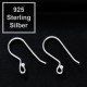 925 Sterling Silber Ohrhaken 20x12mm mit Stopper 925er Ohrfedern - Schmuckzubehör aus 925 Silber