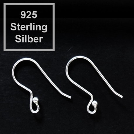 Leisure-Beads - 2x 925 Sterling Silber Ohrhaken 20x12mm 925er Ohrfedern - Schmuckzubehör