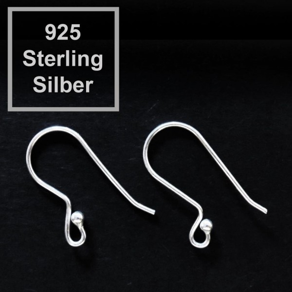 2x 925 Sterling Silber Ohrhaken 20x12mm 925er Ohrfedern - Schmuckzubehör - Leisure-Beads DIY