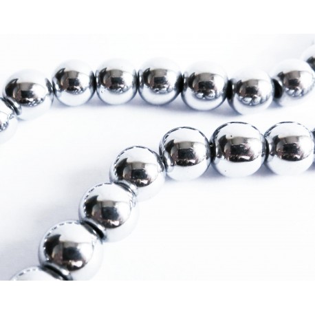 Leisure-Beads - 1 Strang Hämatitperle 8mm silberfarben Kugelform - Schmuckzubehör