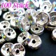 50x hellsilber Strass Rondelle 8mm mit AB-Effekt runde platinfarbene Strassrondelle - Schmuckzubehör Rondell