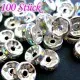 50x hellsilber Strass Rondelle 8mm mit AB-Effekt runde platinfarbene Strassrondelle - Schmuckzubehör Rondell - Leisure-Beads DIY