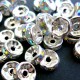 5x hellsilber Strass Rondelle 8mm mit AB-Effekt runde platinfarbene Strassrondelle - Schmuckzubehör Rondell