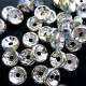 5x hellsilber Strass Rondelle 8mm mit AB-Effekt runde platinfarbene Strassrondelle - Schmuckzubehör Rondell