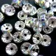 5x hellsilber Strass Rondelle 8mm mit AB-Effekt runde platinfarbene Strassrondelle - Schmuckzubehör Rondell - Leisure-Beads DIY