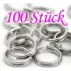 100x Edelstahl Spaltring 7mm Doppelring runder silber Biindering - Schmuckzubehör