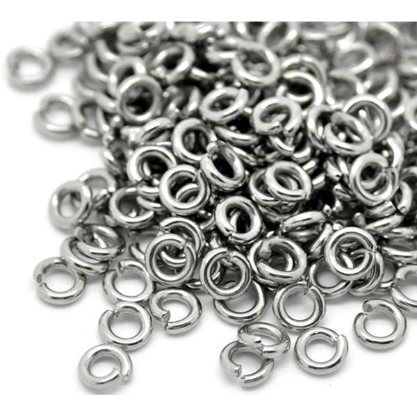 50x Edelstahl Biegering 5mm x 1,2mm runder silberfarben Biegering - Schmuckzubehör Biegering - Leisure-Beads DIY