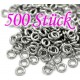 500x Edelstahl Biegering 5mm Stärke 1,2mm runder silber Biegering - Schmuckzubehör Biegering