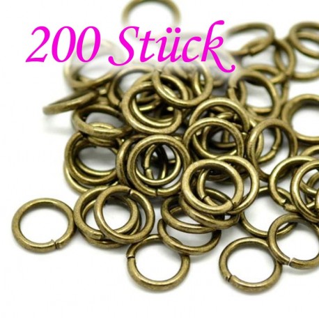 Leisure-Beads - 200 bronzefarben Biegering 10mm x 1,5mm rund bronzefarben Binderinge - Schmucktzubehör