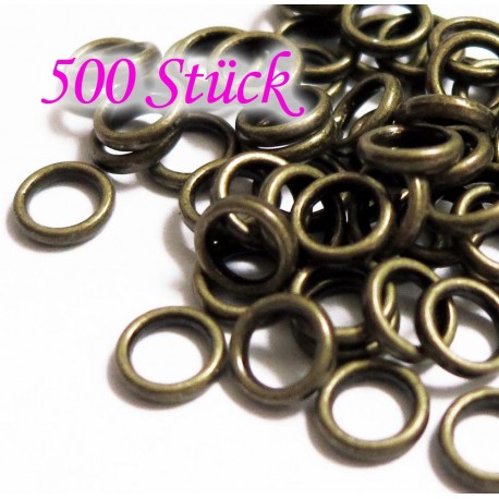 Leisure-Beads - 500x bronzefarben Ring 6mm x 1mm geschlossen rund bronzefarben - Schmucktzubehör