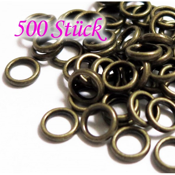 500x bronzefarben Ring 6mm x 1mm geschlossen rund bronzefarben - Schmucktzubehör - Leisure-Beads DIY