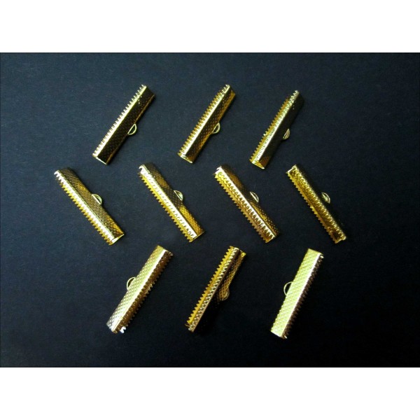 10x goldfarbene Bandklemme 30mm II. Wahl goldfarben vergoldet - Schmuckzubehör