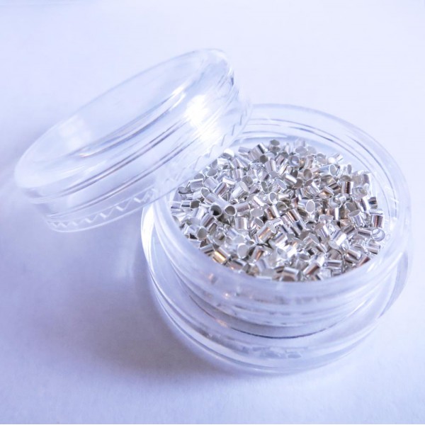 2g hellsilberfarbene Quetschröhrchen 1,5mm Quetschperlen - Schmuckzubehör