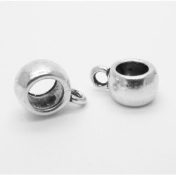2x silber Tube Anhängerhaken 8x10x5mm Kettenverbinder Lederband Großloch silberfarben - Schmuckzubehör