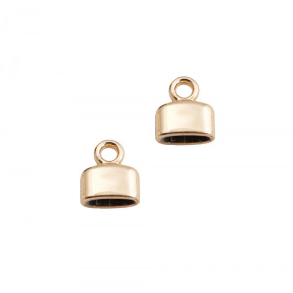 2x KC-goldfarben Einklebkappe Innen 2,5x6mm 8x9mm Endkappe - Schmuckzubehör - Leisure-Beads DIY