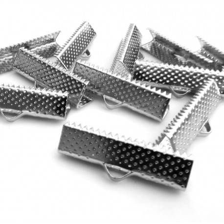 Leisure-Beads - 10x silberfarbene Bandklemme 25mm Bandverbinder - Schmuckzubehör
