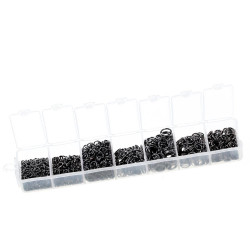 Leisure-Beads - 1500x gunmetal Biegeringe 3-8mm in Box - Schmuckzubehör Set