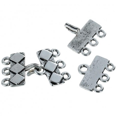 Leisure-Beads - 1x silberfarben Schmuckhaken 28x17mm 3-Strang Schmuckverschluss - Schmuckubehör Schmuckverschluss