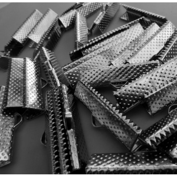 10x silberfarbene Bandklemme 25mm II WAHL silberfarbene Bandverbinder - Schmuckzubehör - Leisure-Beads DIY