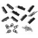 10 gunmetal Bandklemmen 16mm + 5 Karabiner + 10 Biegeringe als Schmuckzubehör Set für Halsband - gunmetal Schmuckzubehör Set