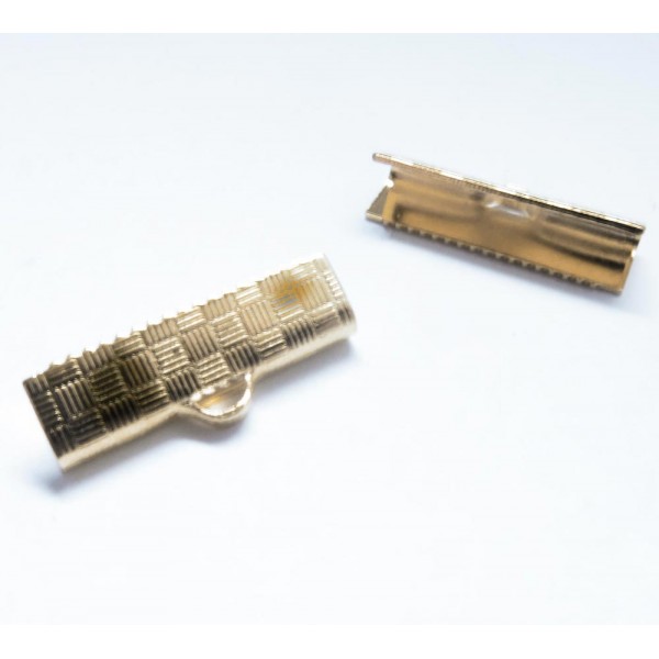 10x rosegoldfarbene Bandklemme 15mm II.Wahl rosegoldfarben karierte 15mm Bandverbinder - Schmuckzubehör - Leisure-Beads DIY