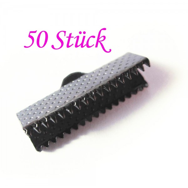 50x gunmetal Bandklemme 20mm dunkel metallfarben / schwarz - gunmetal Schmuckzubehör - Leisure-Beads DIY