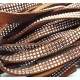 1m dunkelbraunes Kunstlederband 8mm mit silberfarben Nieten Schmuckzubehör Lederband