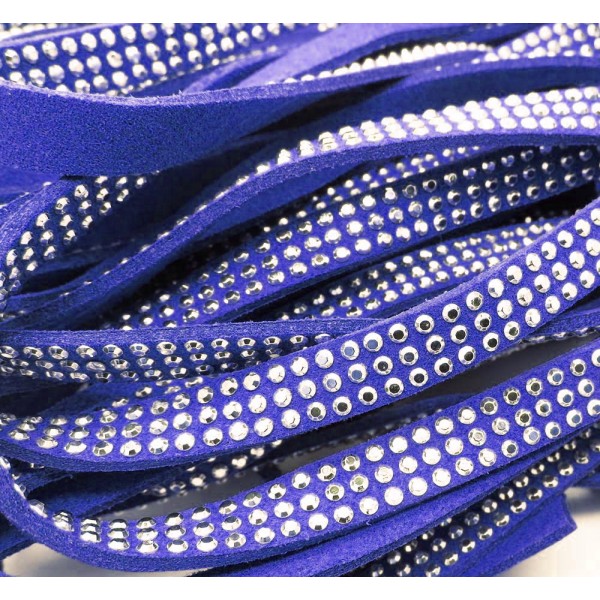 1m pflaumenblaues Kunstlederband 8mm mit Nieten blaues Schmuckband in Wildlederoptik für Armbänder - Schmuckzubehör Lederband - Leisure-Beads DIY