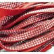 1m rotes Kunstlederband 8mm mit Nieten rotes Schmuckband in Wildlederoptik für Armbänder - Schmuckzubehör Lederband