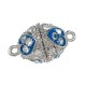 1x blau silber Strass Magnetverschluss 23x14mm Schmuckverschluss mit Strass - Schmuckzubehör Magnetverschluss