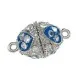 1x blau silber Strass Magnetverschluss 23x14mm Schmuckverschluss mit Strass - Schmuckzubehör Magnetverschluss - Leisure-Beads DIY