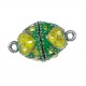 1x grün gelber Strass Magnetverschluss 23x14mm Schmuckverschluss mit Strass - Schmuckzubehör Magnetverschluss