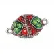 1x grün roter Strass Magnetverschluss 23x14mm Schmuckverschluss mit Strass - Schmuckzubehör Magnetverschluss - Leisure-Beads DIY