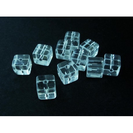 Leisure-Beads - 10x Transparent 8x8mm Glas Würfel Perlen - Schmuckzubehör