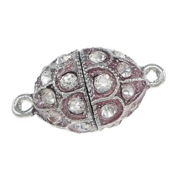 Leisure-Beads - 1x altrosa Strass Magnetverschluss 24x13mm Schmuckverschluss mit Strass - Schmuckzubehör