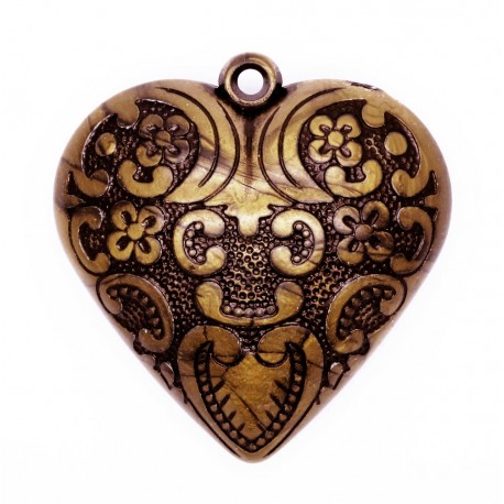 Leisure-Beads - 1x bronzefarben Herz Anhänger 51x54x19mm Schmuckanhänger- Schmuckzubehör
